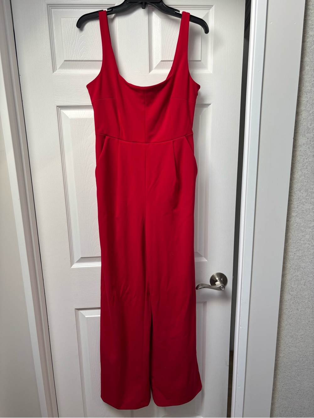 Calvin Klein Red Sleeveless Scoop-Neck Wide-Leg Jumpsuit
